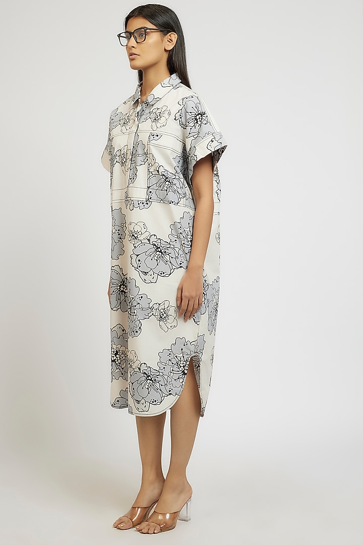 Multi-Colored Cotton Digital Printed Knee-Length Vacation Shirt Dress by Dhruv Kapoor at Pernia's Pop Up Shop