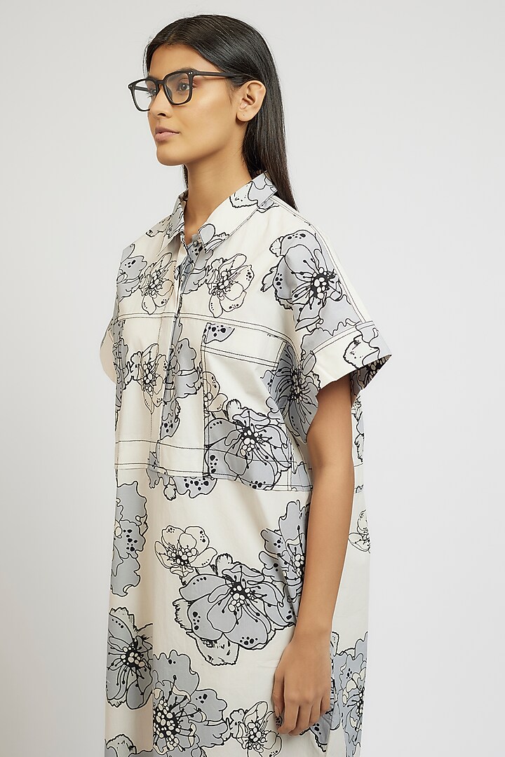 Multi-Colored Cotton Digital Printed Knee-Length Vacation Shirt Dress by Dhruv Kapoor at Pernia's Pop Up Shop