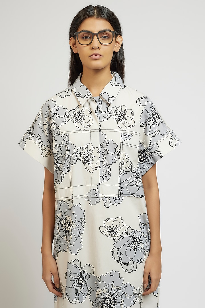 Multi-Colored Cotton Digital Printed Knee-Length Vacation Shirt Dress by Dhruv Kapoor at Pernia's Pop Up Shop
