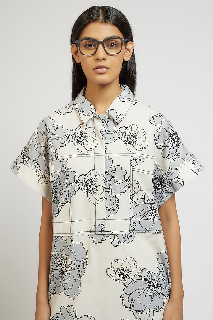 Multi-Colored Cotton Digital Printed Knee-Length Vacation Shirt Dress by Dhruv Kapoor at Pernia's Pop Up Shop
