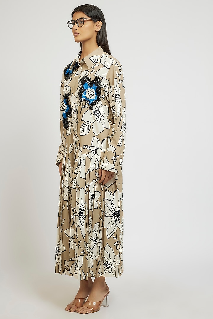 Multi-Colored Cotton Digital Printed Maxi Cocktail Shirt Dress by Dhruv Kapoor at Pernia's Pop Up Shop