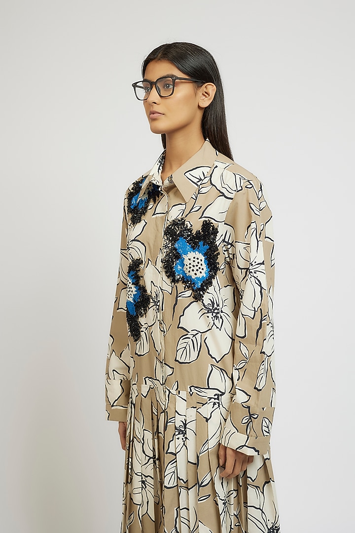 Multi-Colored Cotton Digital Printed Maxi Cocktail Shirt Dress by Dhruv Kapoor at Pernia's Pop Up Shop