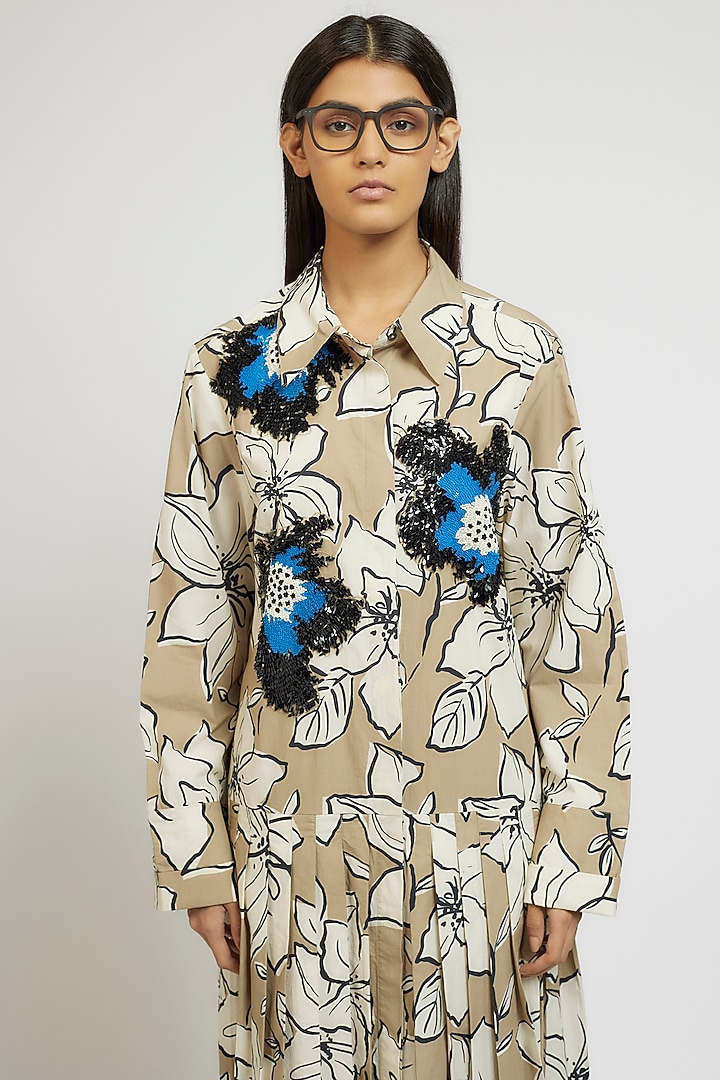 Multi-Colored Cotton Digital Printed Maxi Cocktail Shirt Dress by Dhruv Kapoor at Pernia's Pop Up Shop