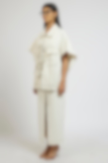 White Denim Cotton Cargo Skirt by Dhruv Kapoor at Pernia's Pop Up Shop