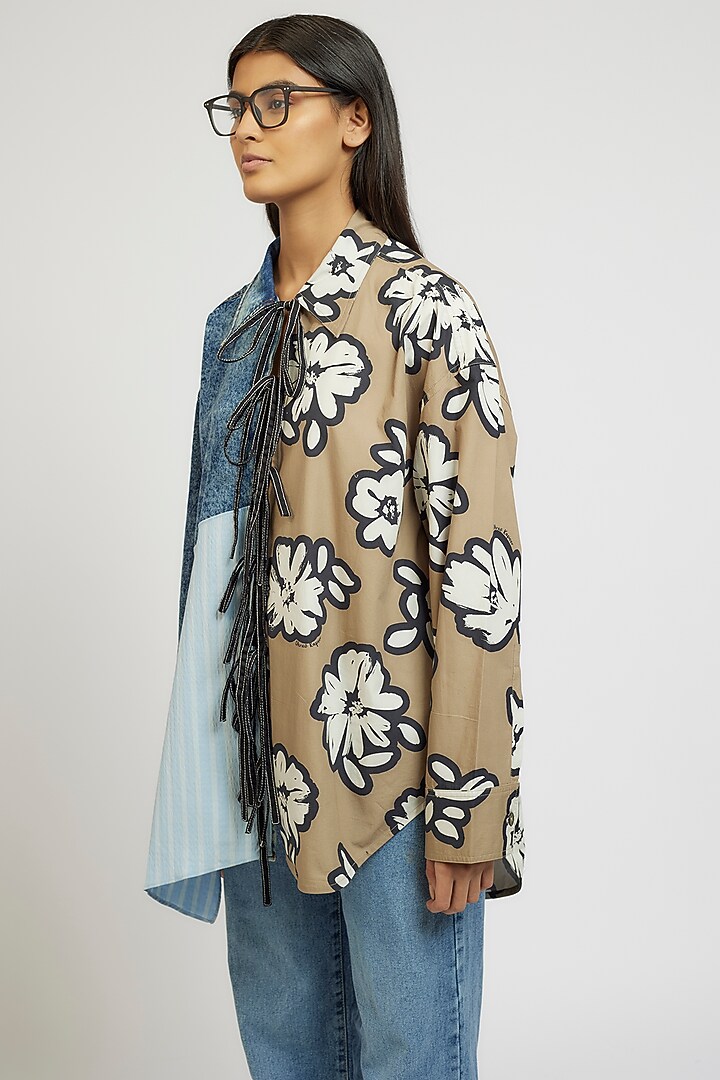Multi-Colored Cotton & Polyester Cotton Oversized Shirt by Dhruv Kapoor at Pernia's Pop Up Shop
