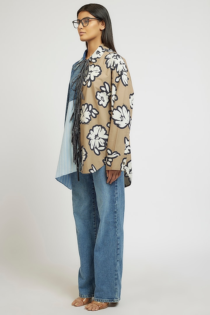 Multi-Colored Cotton & Polyester Cotton Oversized Shirt by Dhruv Kapoor at Pernia's Pop Up Shop