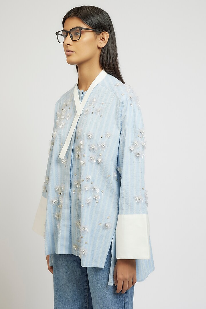 Multi-Colored Cotton & Polyester Cotton Handcrafted Oversized Shirt by Dhruv Kapoor at Pernia's Pop Up Shop