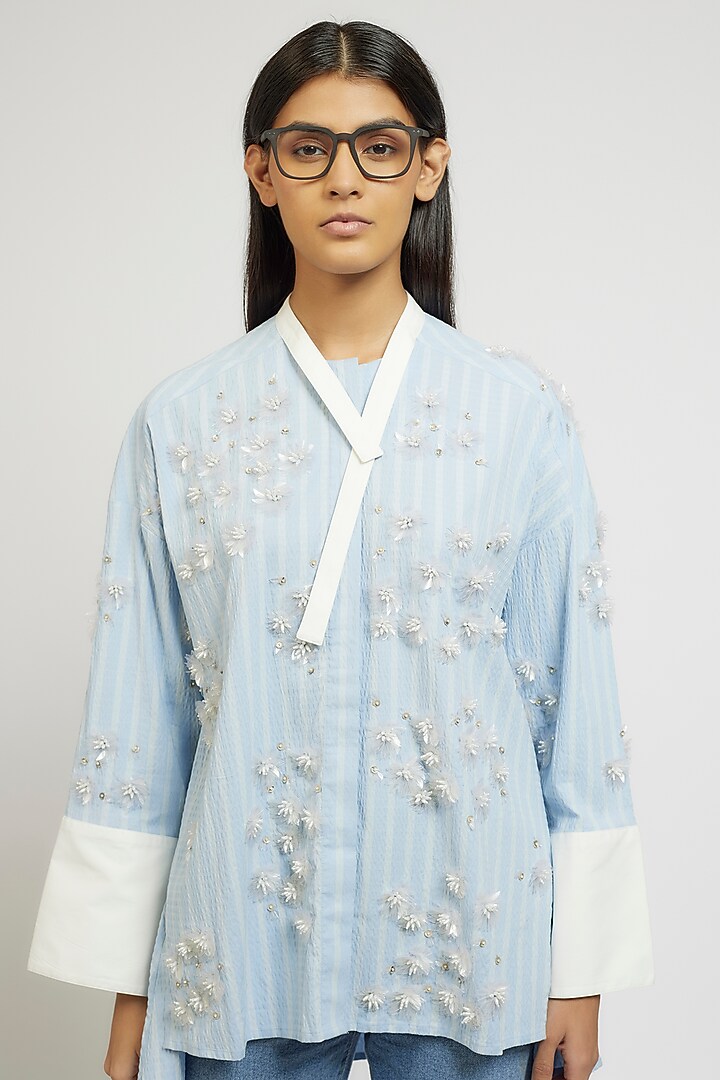 Multi-Colored Cotton & Polyester Cotton Handcrafted Oversized Shirt by Dhruv Kapoor at Pernia's Pop Up Shop