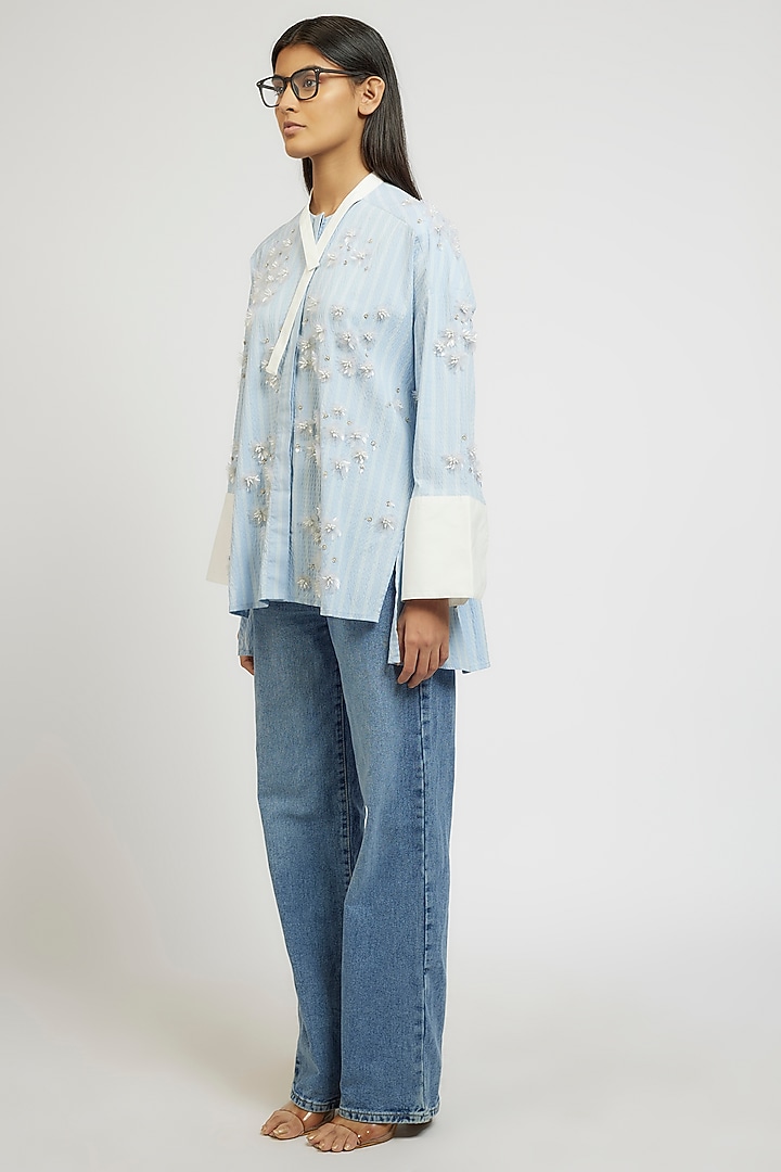 Multi-Colored Cotton & Polyester Cotton Handcrafted Oversized Shirt by Dhruv Kapoor at Pernia's Pop Up Shop