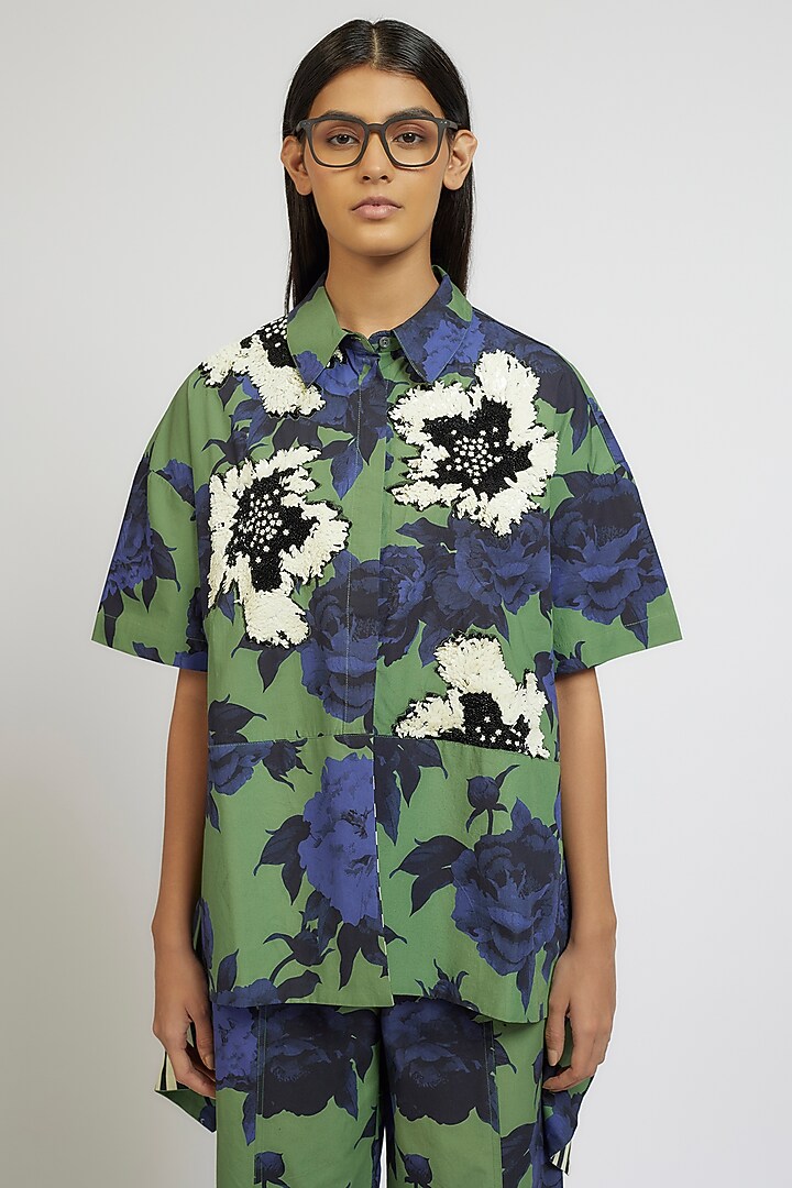 Multi-Colored Cotton Poly Digital Printed Co-Ord Set by Dhruv Kapoor at Pernia's Pop Up Shop