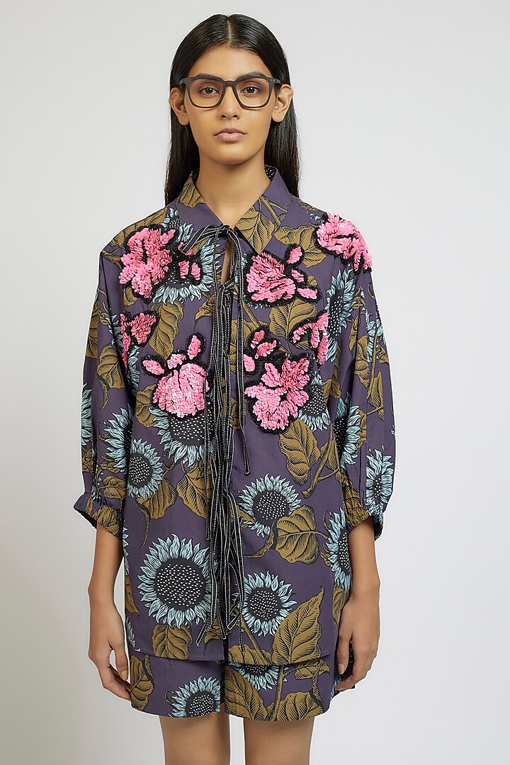 Multi-Colored Cotton Poly Digital Printed Co-Ord Set by Dhruv Kapoor at Pernia's Pop Up Shop