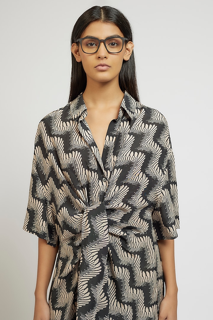 Multi-Colored Viscose Digital Printed Midi Vacation Shirt Dress by Dhruv Kapoor at Pernia's Pop Up Shop