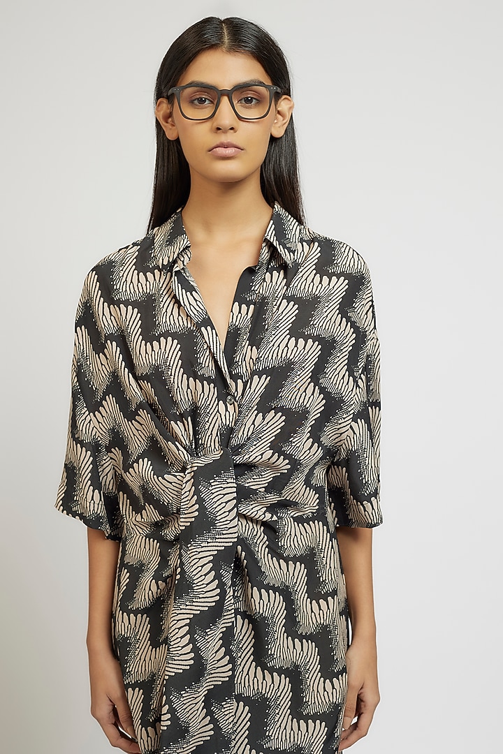 Multi-Colored Viscose Digital Printed Midi Vacation Shirt Dress by Dhruv Kapoor at Pernia's Pop Up Shop