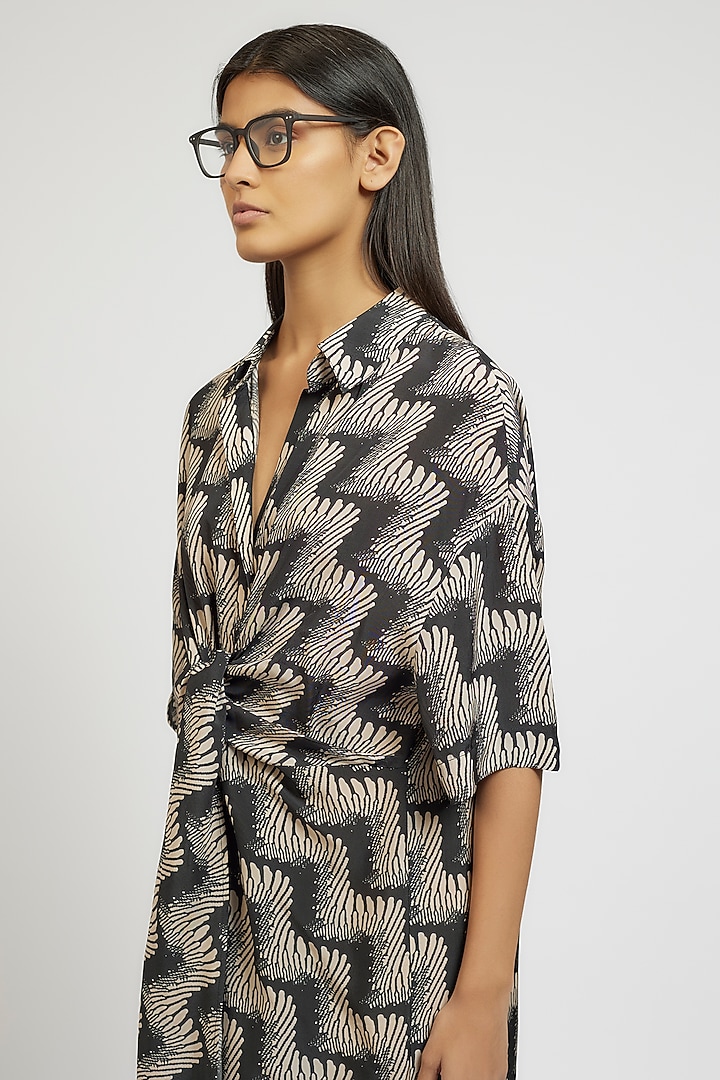 Multi-Colored Viscose Digital Printed Midi Vacation Shirt Dress by Dhruv Kapoor at Pernia's Pop Up Shop