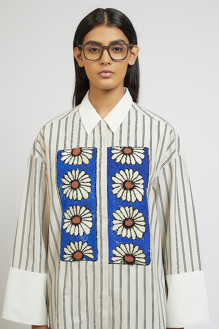 Multi-Colored Cotton Digital Printed & Hand Embroidered Midi Co-Ord Set by Dhruv Kapoor at Pernia's Pop Up Shop