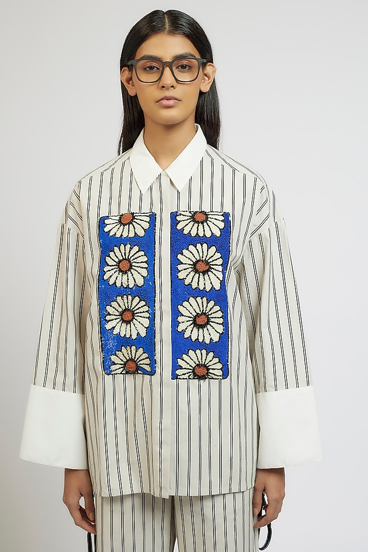 Multi-Colored Cotton Digital Printed & Hand Embroidered Midi Co-Ord Set by Dhruv Kapoor at Pernia's Pop Up Shop