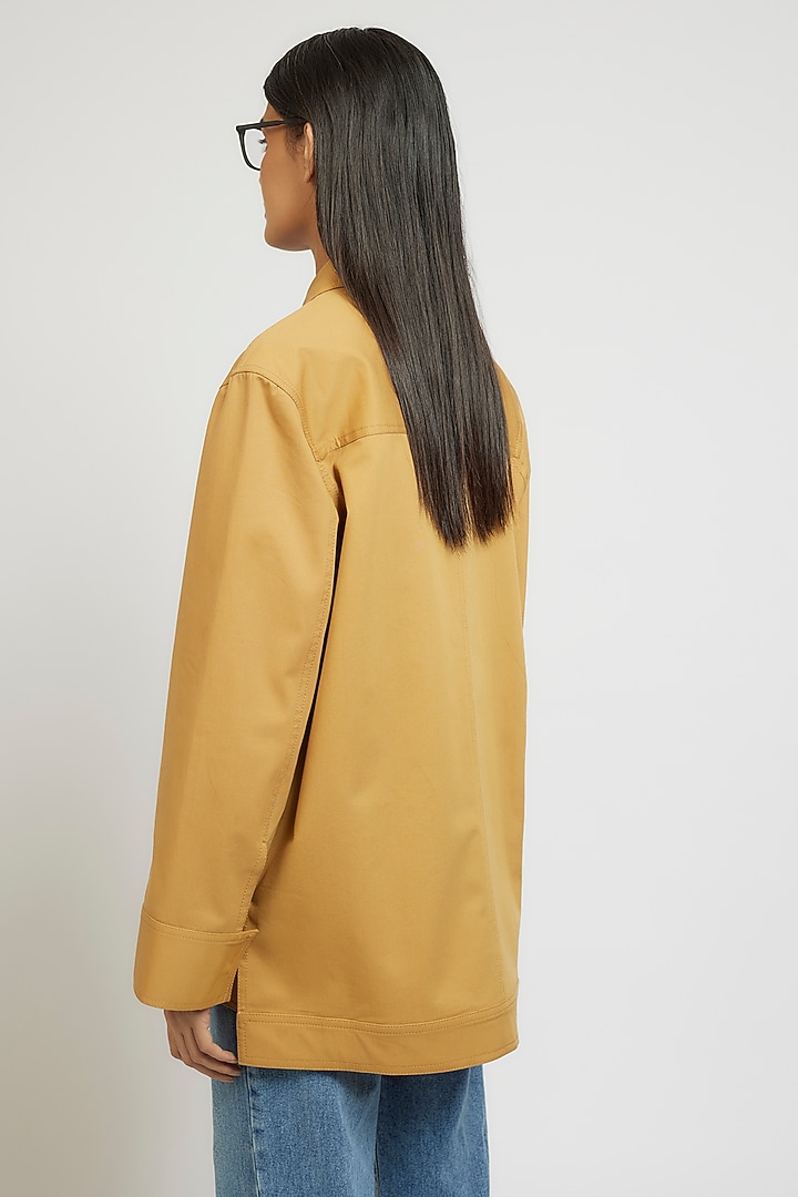 Yellow Cotton Hand & Machine Embroidered Oversized Jacket by Dhruv Kapoor at Pernia's Pop Up Shop