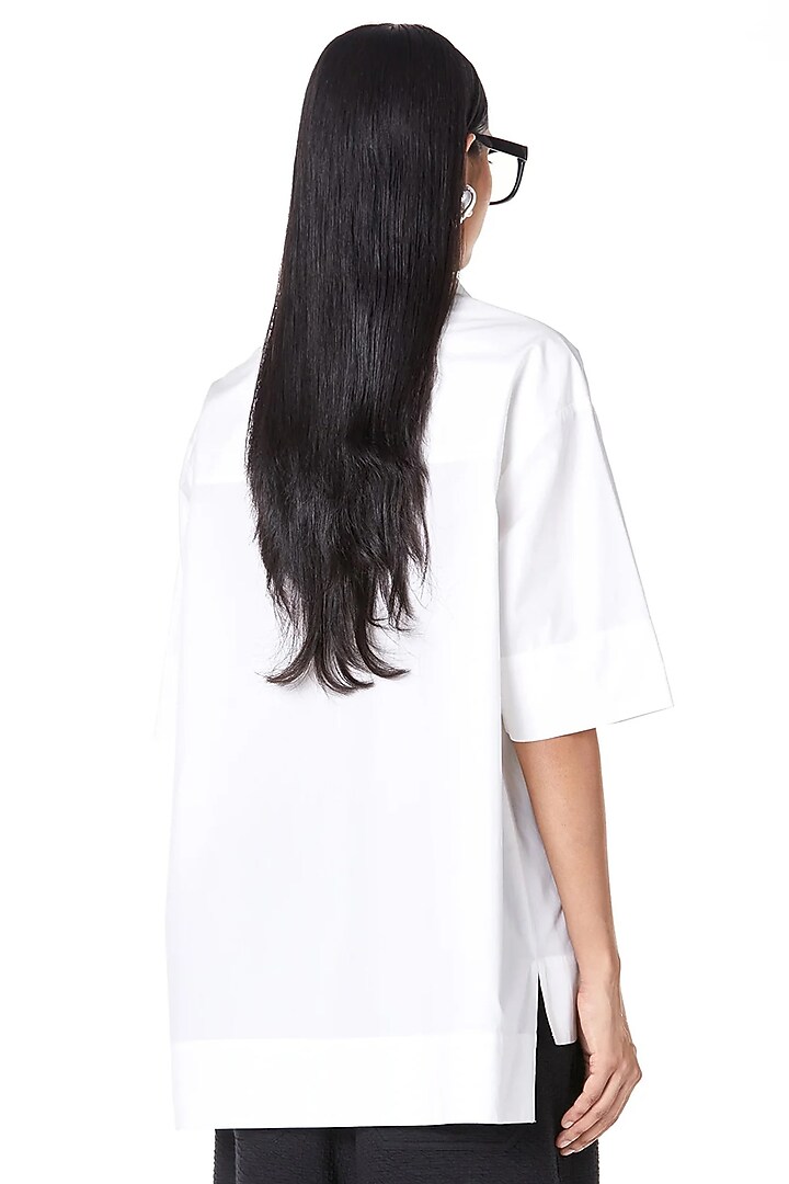 Natural White Cotton Oversized Handcrafted Shirt by Dhruv Kapoor at Pernia's Pop Up Shop