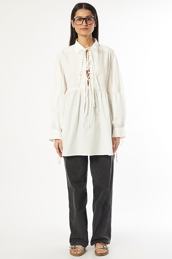 Ivory Pure Cotton Top by Dhruv Kapoor