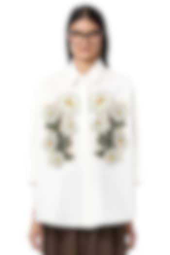 Natural White Cotton Handcrafted Oversized Shirt by Dhruv Kapoor at Pernia's Pop Up Shop