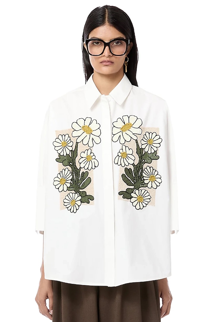 Natural White Cotton Handcrafted Oversized Shirt by Dhruv Kapoor at Pernia's Pop Up Shop