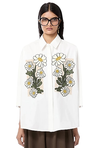 Natural White Cotton Handcrafted Oversized Shirt by Dhruv Kapoor