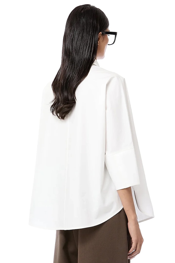 Natural White Cotton Handcrafted Oversized Shirt by Dhruv Kapoor at Pernia's Pop Up Shop