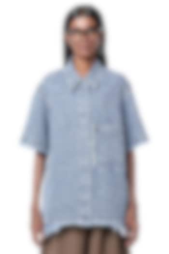 Blue Cotton Denim Oversized Shirt by Dhruv Kapoor at Pernia's Pop Up Shop