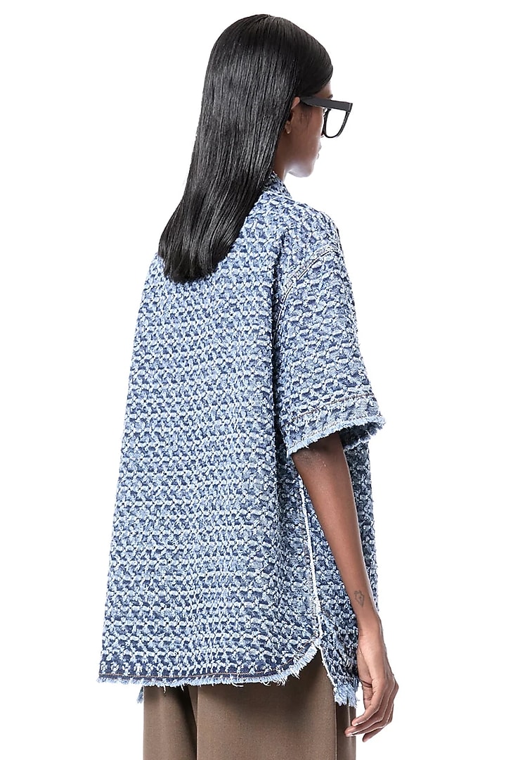 Blue Cotton Denim Oversized Shirt by Dhruv Kapoor at Pernia's Pop Up Shop