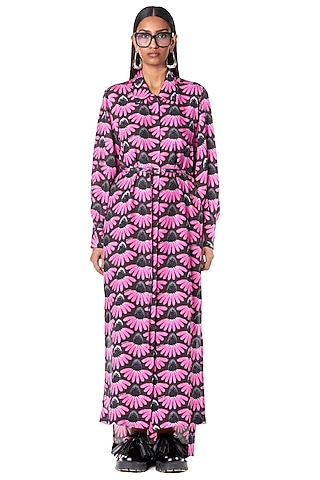 Multi-Colored Cotton Printed Handcrafted Shirt Dress by Dhruv Kapoor