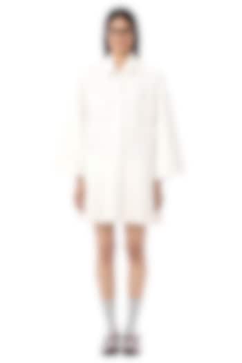 Natural White Cotton Printed Handcrafted Vacation Shirt Dress by Dhruv Kapoor at Pernia's Pop Up Shop
