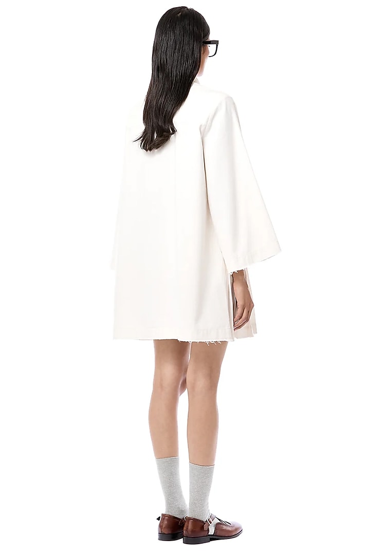 Natural White Cotton Printed Handcrafted Vacation Shirt Dress by Dhruv Kapoor at Pernia's Pop Up Shop