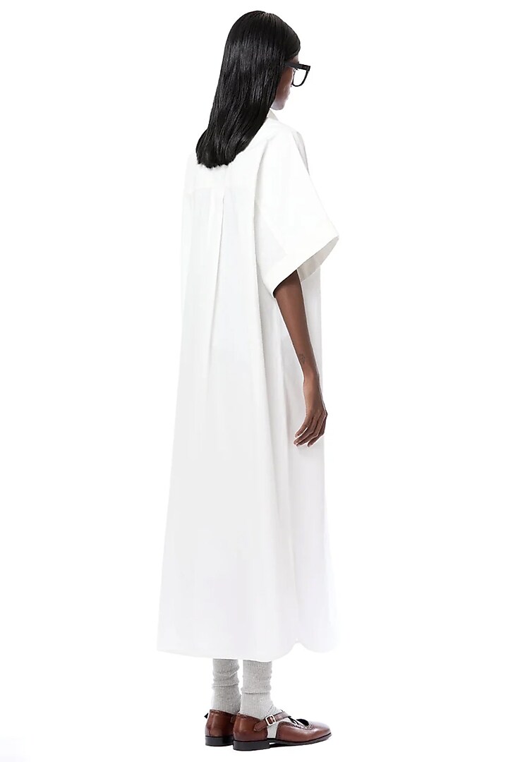 Natural White Cotton Handcrafted Vacation Shirt Dress by Dhruv Kapoor at Pernia's Pop Up Shop