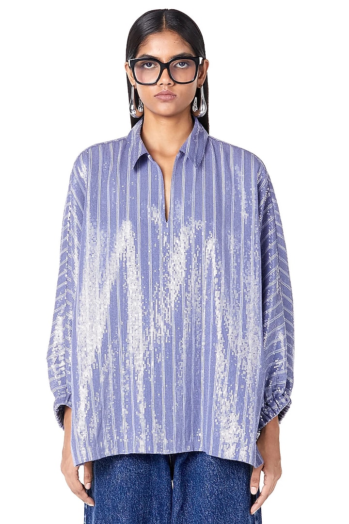 Multi-Colored Viscose Printed Batwing Shirt by Dhruv Kapoor at Pernia's Pop Up Shop