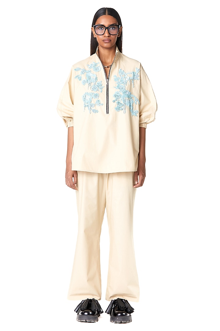 Beige Cotton Shirt by Dhruv Kapoor at Pernia's Pop Up Shop