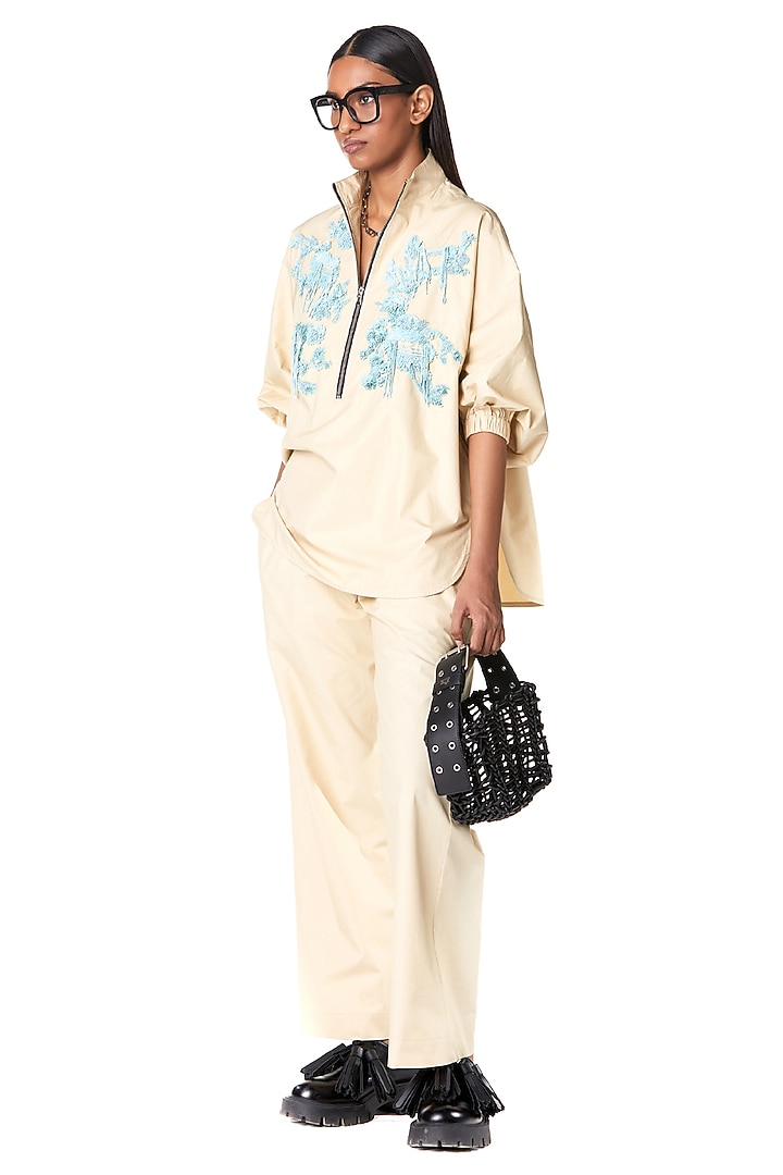 Beige Cotton Shirt by Dhruv Kapoor at Pernia's Pop Up Shop