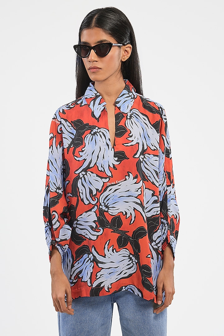 Multi-Colored Viscose Printed Oversized Shirt by Dhruv Kapoor at Pernia's Pop Up Shop