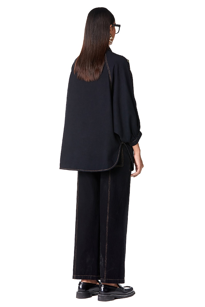 Dark Navy Cotton Denim Co-Ord Set by Dhruv Kapoor at Pernia's Pop Up Shop