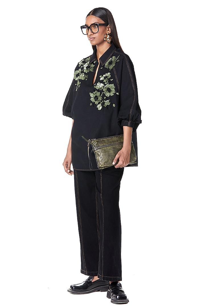 Dark Navy Cotton Denim Co-Ord Set by Dhruv Kapoor at Pernia's Pop Up Shop