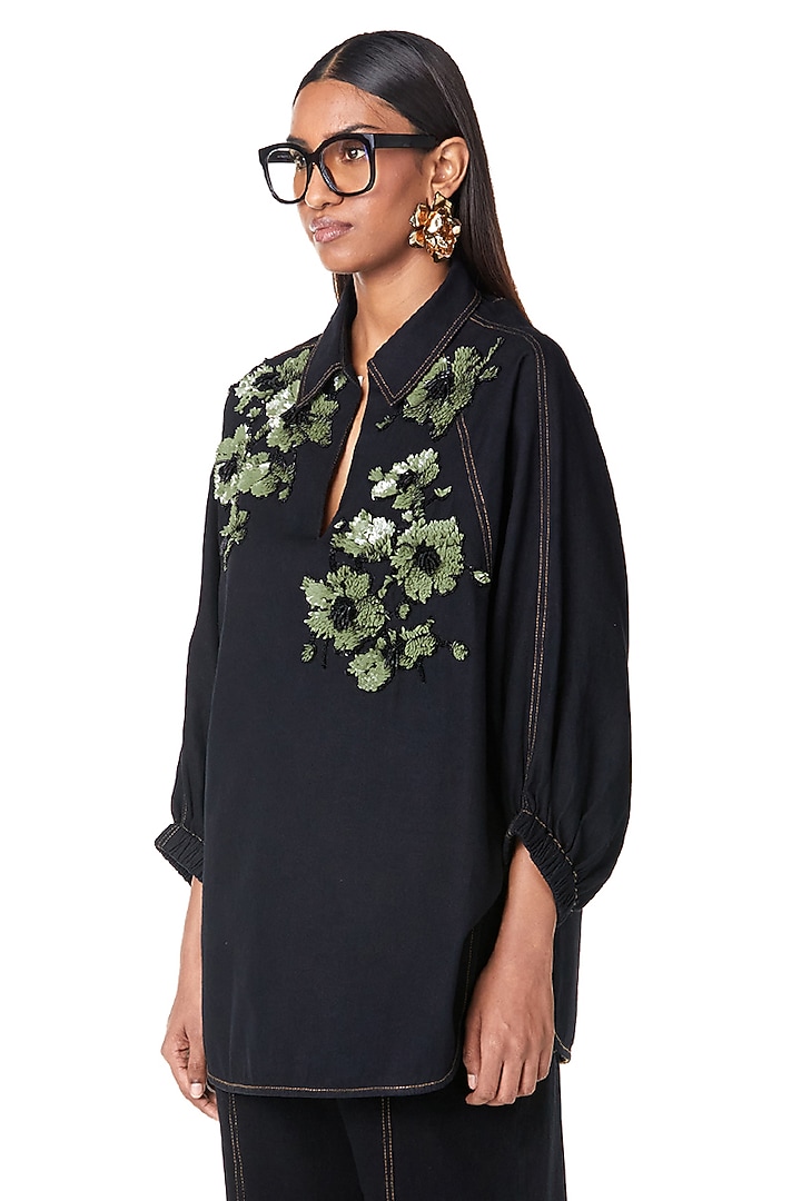Dark Navy Cotton Denim Co-Ord Set by Dhruv Kapoor at Pernia's Pop Up Shop