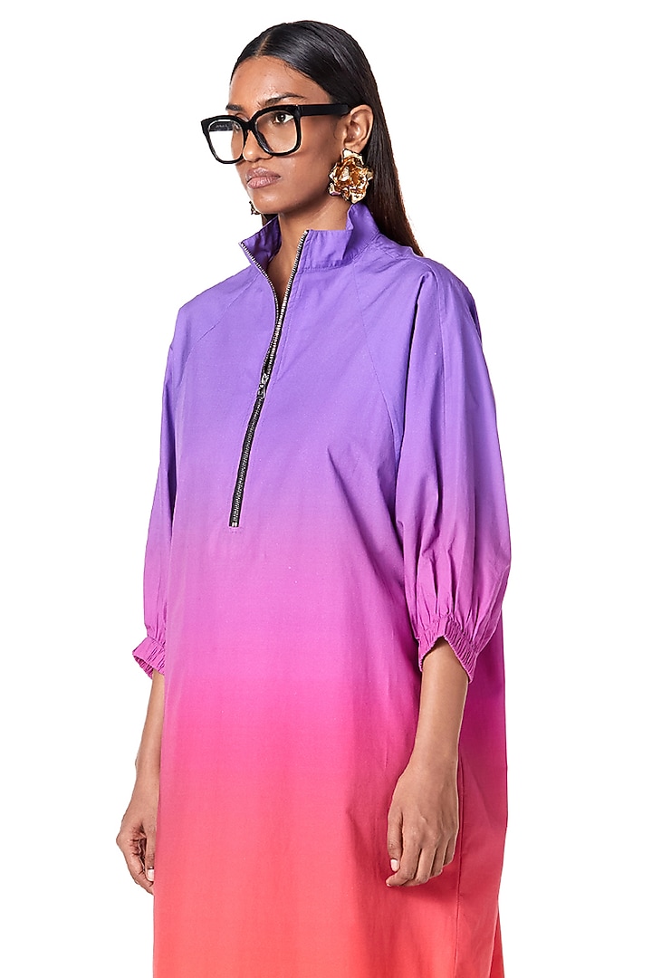 Multi-Colored Cotton Batwing Midi Vacation Dress by Dhruv Kapoor at Pernia's Pop Up Shop