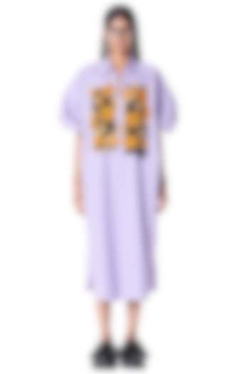 Lilac Cotton Handcrafted Oversized Batwing Cocktail Dress by Dhruv Kapoor at Pernia's Pop Up Shop