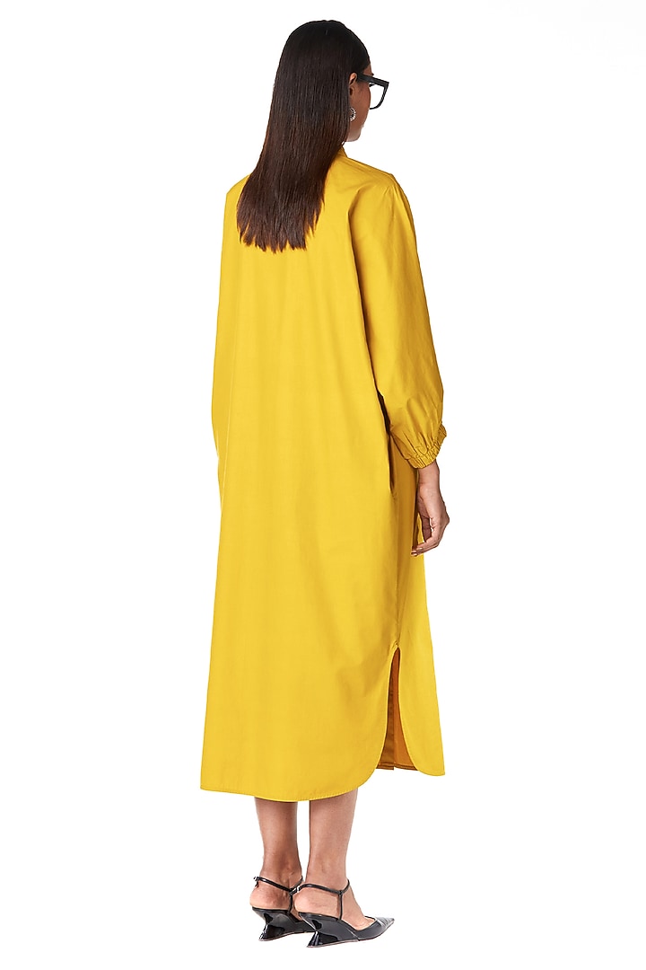 Rust Yellow Cotton Batwing Handcrafted Vacation Dress by Dhruv Kapoor at Pernia's Pop Up Shop