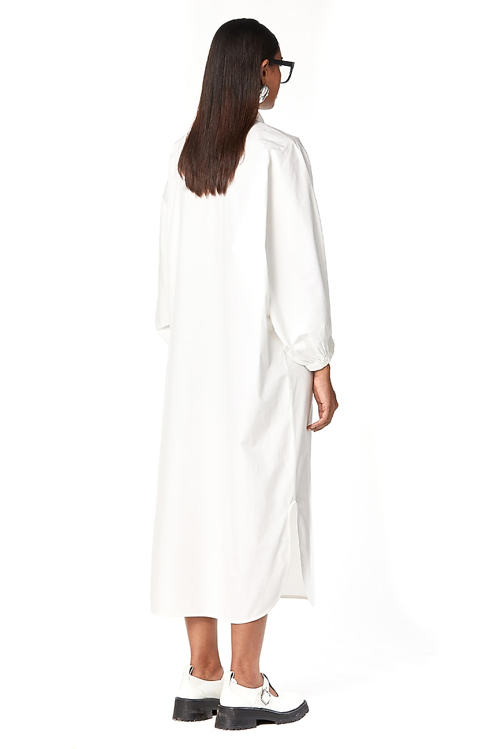 Natural White Cotton Polo Batwing Handcrafted Vacation Dress by Dhruv Kapoor at Pernia's Pop Up Shop