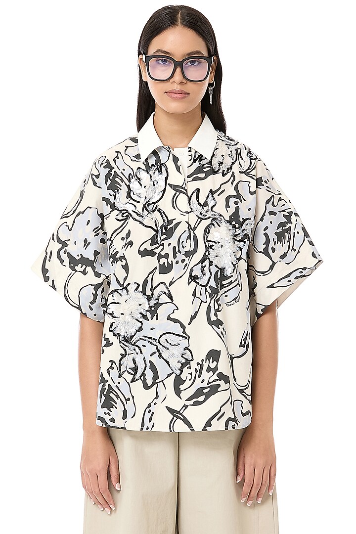 Multi-Colored Cotton Printed Handcrafted Oversized Polo Shirt by Dhruv Kapoor at Pernia's Pop Up Shop