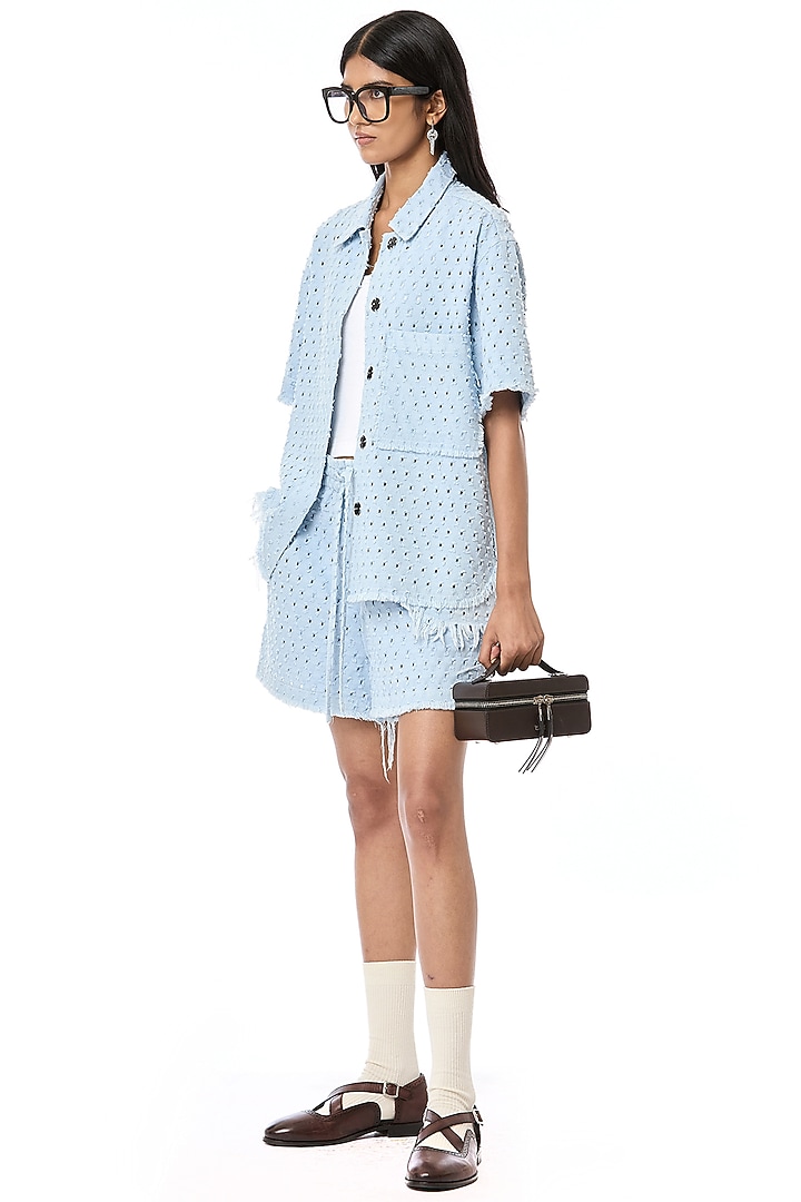 Blue Cotton Shirt by Dhruv Kapoor at Pernia's Pop Up Shop