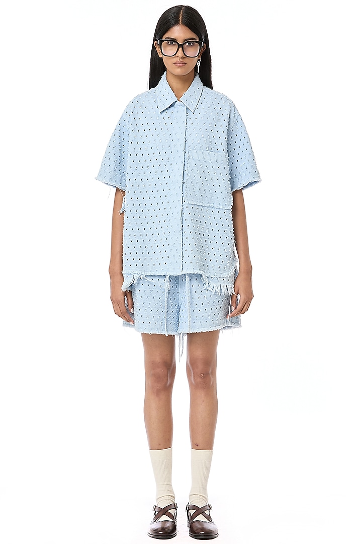 Blue Cotton Shirt by Dhruv Kapoor at Pernia's Pop Up Shop