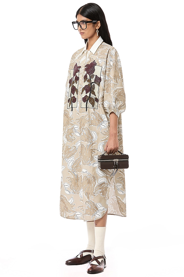 Multi-Colored Cotton Printed & Embroidered Handcrafted Oversized Cocktail Shirt Dress by Dhruv Kapoor at Pernia's Pop Up Shop