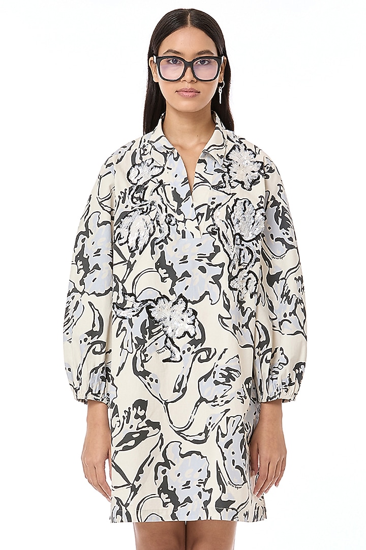 Multi-Colored Cotton Printed & Embroidered Handcrafted Polo Vacation Shirt Dress by Dhruv Kapoor at Pernia's Pop Up Shop