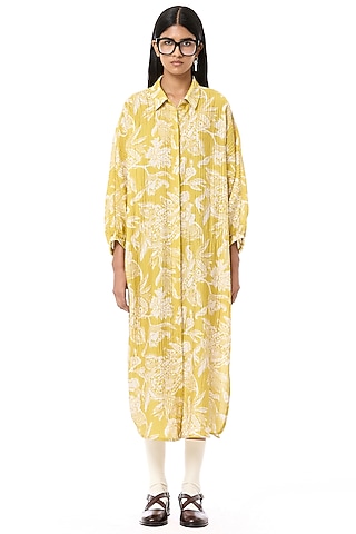 Multi-Colored Viscose Printed Oversized Shirt Dress by Dhruv Kapoor